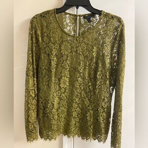 J Crew moss green lace blouse